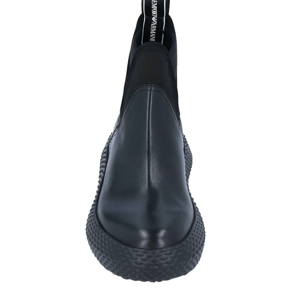 Emporio Armani Black Leather Slip-On Shoes